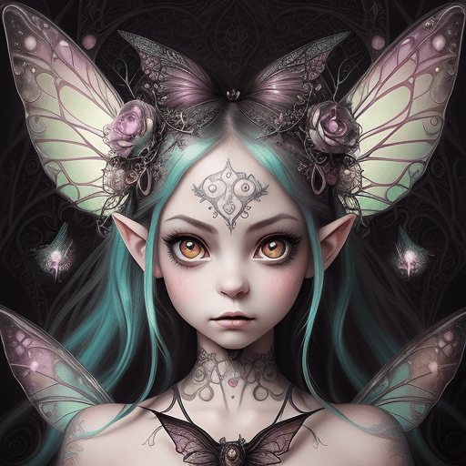 AI generated: A stunning acrylic art portrait by Jasmine Becket-Griffith, featuring a whimsical fairy character wi...