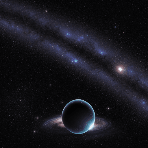 AI generated: enormous giantess, minuscule galaxy in front of her 