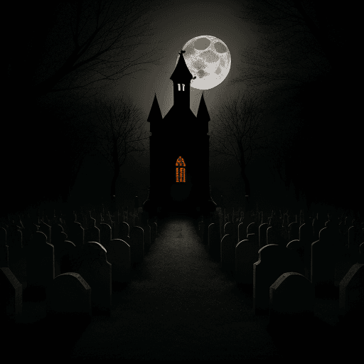 AI generated: A detailed photo of a Halloween scene (set in a spooky, moonlit graveyard) during the witching hour,...