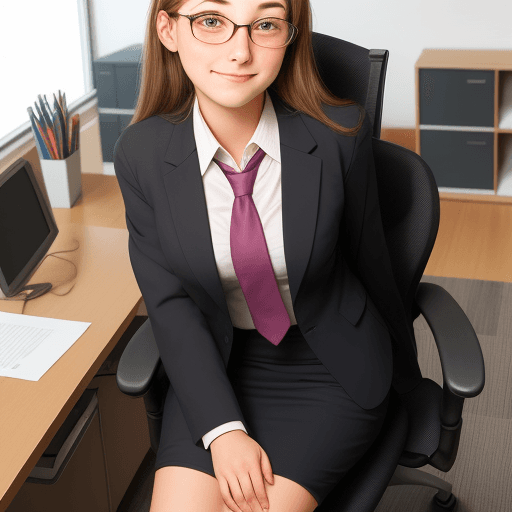 AI generated: Girl With Office Clothes Sitting in chair blushing face
