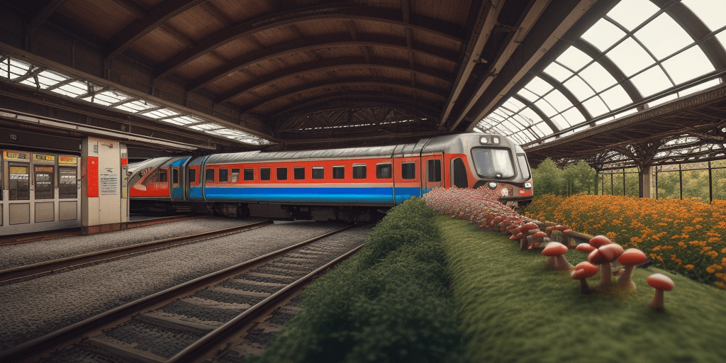 AI generated: Hyper realistic scan of train ticket, with name Miguel, with mushrooms, happiness, colorful; 8k, int...