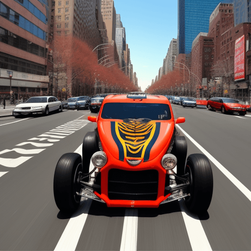 AI generated: tigre en la ciudad de nueva york cruzando la pista