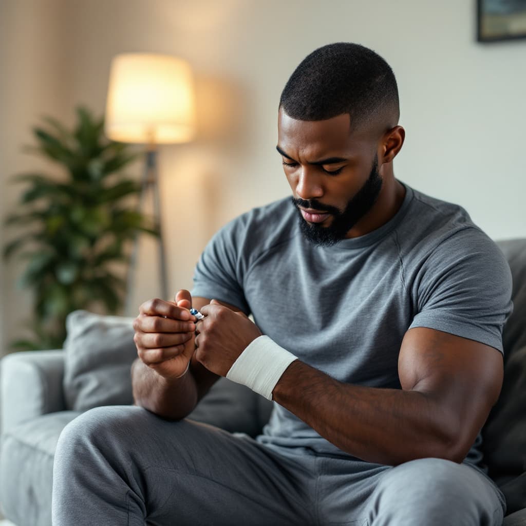 AI generated: 30 year old black man, short buzz cut hair, 5 o clock shadow, brown eyes, good looking, athletic bod...