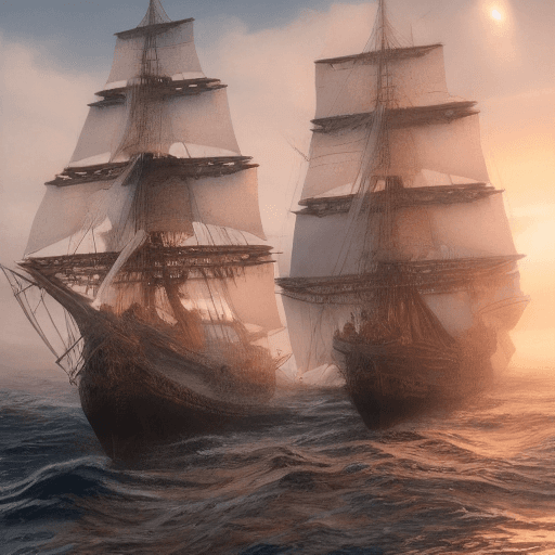 AI generated: Photo of a ultra realistic sailing ship, dramatic light, pale sunrise, cinematic lighting, battered,...