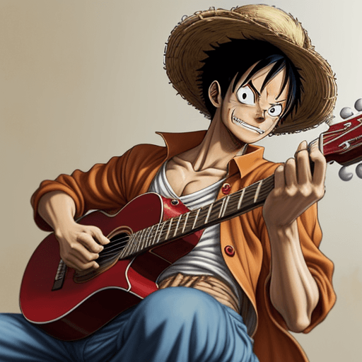 AI generated: luffy, one piece, luffy playing the guitar 