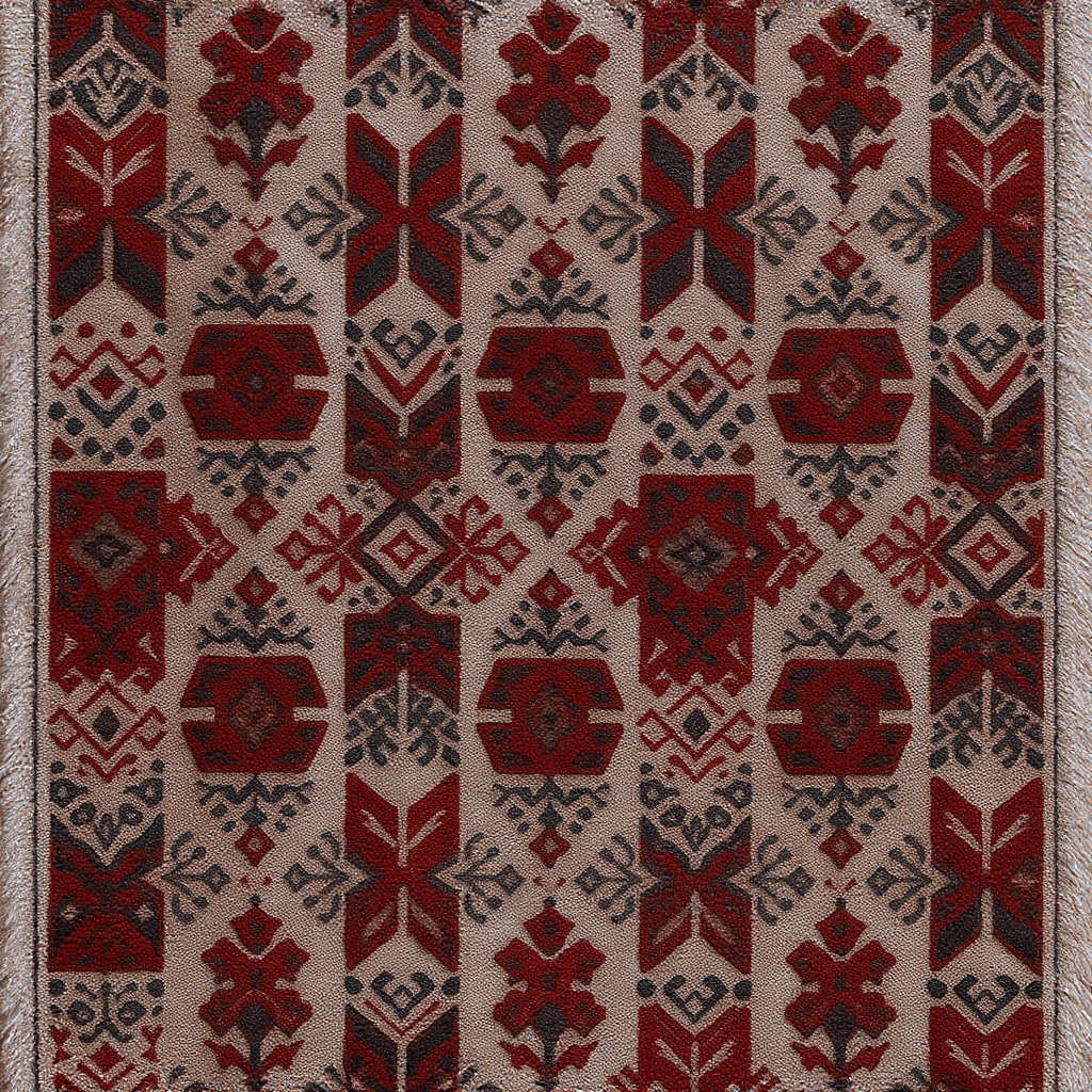 AI generated: A surreal, highly stylized blanket made in Scandinavian folk art pattern,