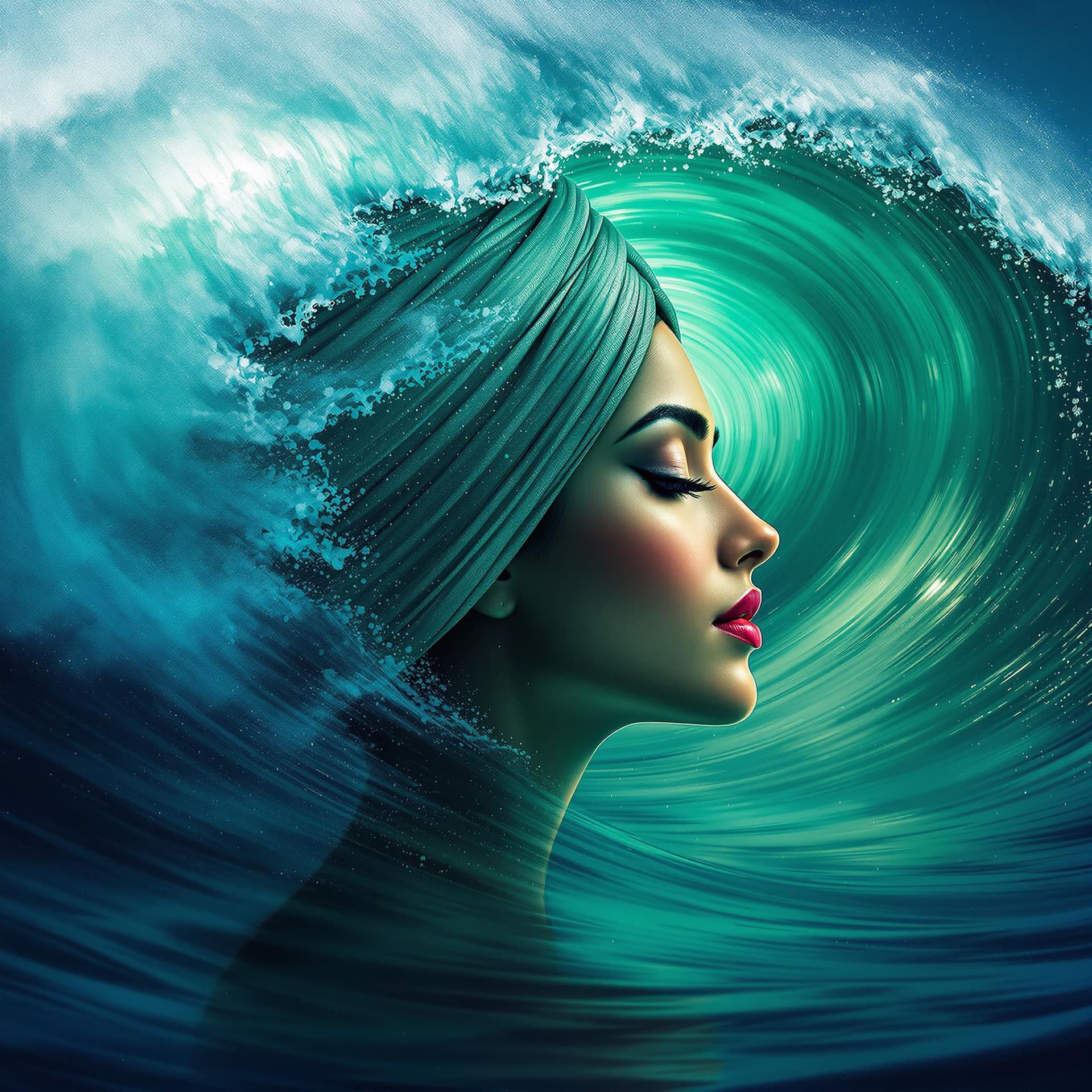 AI generated: An image of a digital art piece where a Indian woman's profile is harmoniously blended with a powerf...