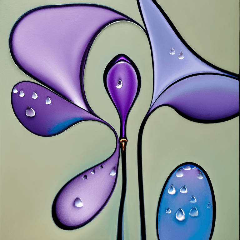 AI generated: surrealist painting of water droplets on the stem of a flower, in the style of surrealism, Picasso, ...