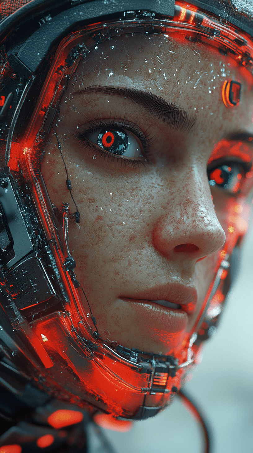AI generated: 
3d rendering, close-up, hyper detail front shot, focus to face, strange face with complex system e...