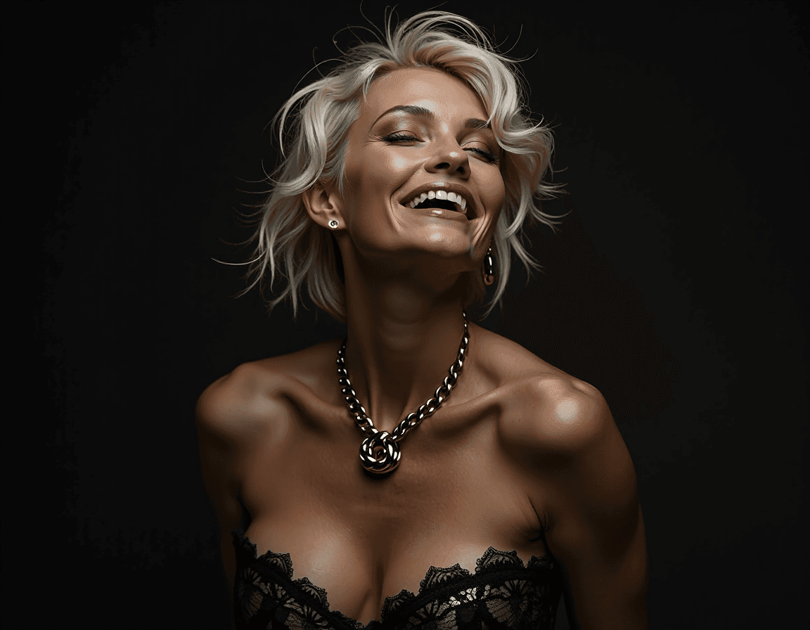 AI generated: a vivid, accurate description of a hyper-realistic portrait of a mature woman who exudes confidence....