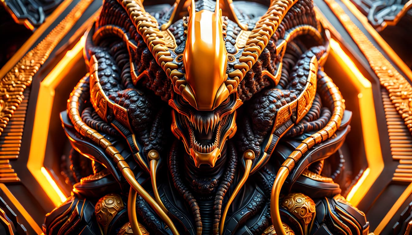 AI generated: extremely detailed CG unity 8k wallpaper, alien xenomorph ornate portal, trending on (WH 40.000) and...