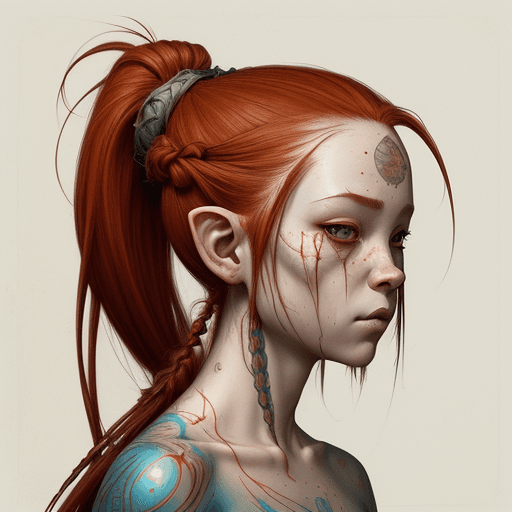 AI generated: female gnome, d&d character, bard, in the style of will nunes, esao andrews, jenny saville, dark art...