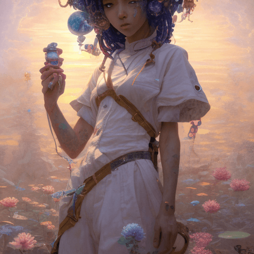 AI generated: Beautiful anime painting of solarpunk summer chill day, by tim okamura, victor nizovtsev, greg rutko...