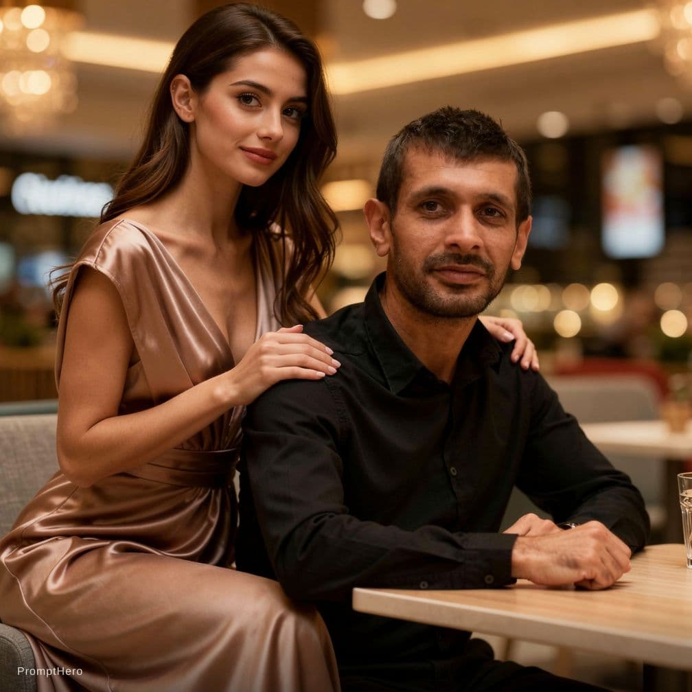 AI generated: A realistic cinematic photo of a young couple sitting together at Park Bulvar in Baku, Azerbaijan. T...