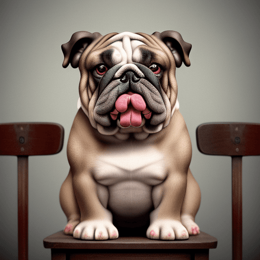 AI generated: Photo of a ultra realistic  old bulldog, seated facing straight to the audience, sad looking , origi...