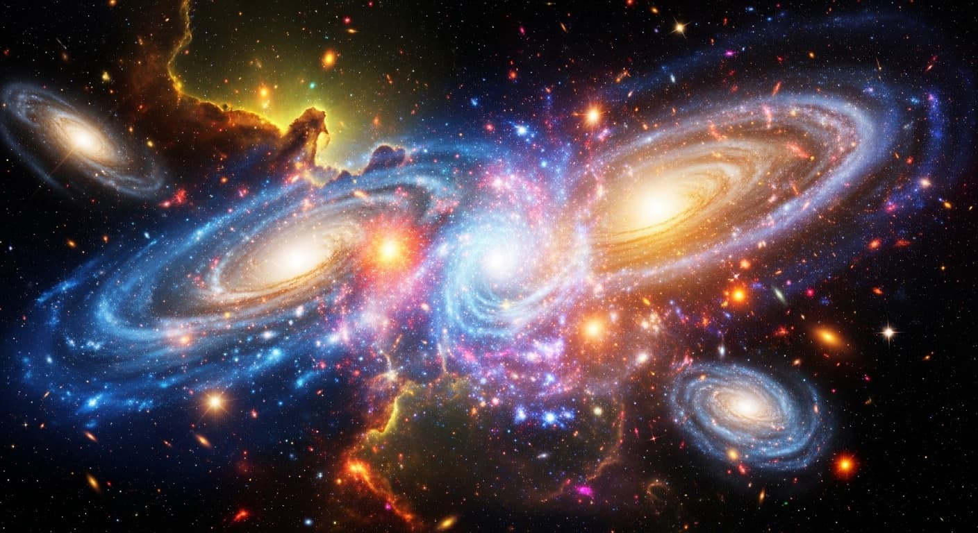 AI generated: 3d glitch of colliding universes, such a masterpiece one simply admires, colorful explosions, vivid ...
