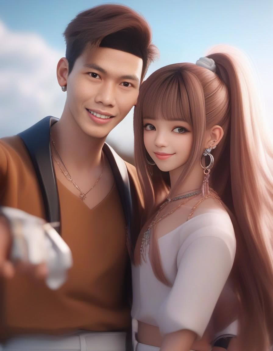 AI generated: korean couple, anime character, unreal engine, 3d, 4d, 5d, uhd, wide angle, full body, perfect body,...