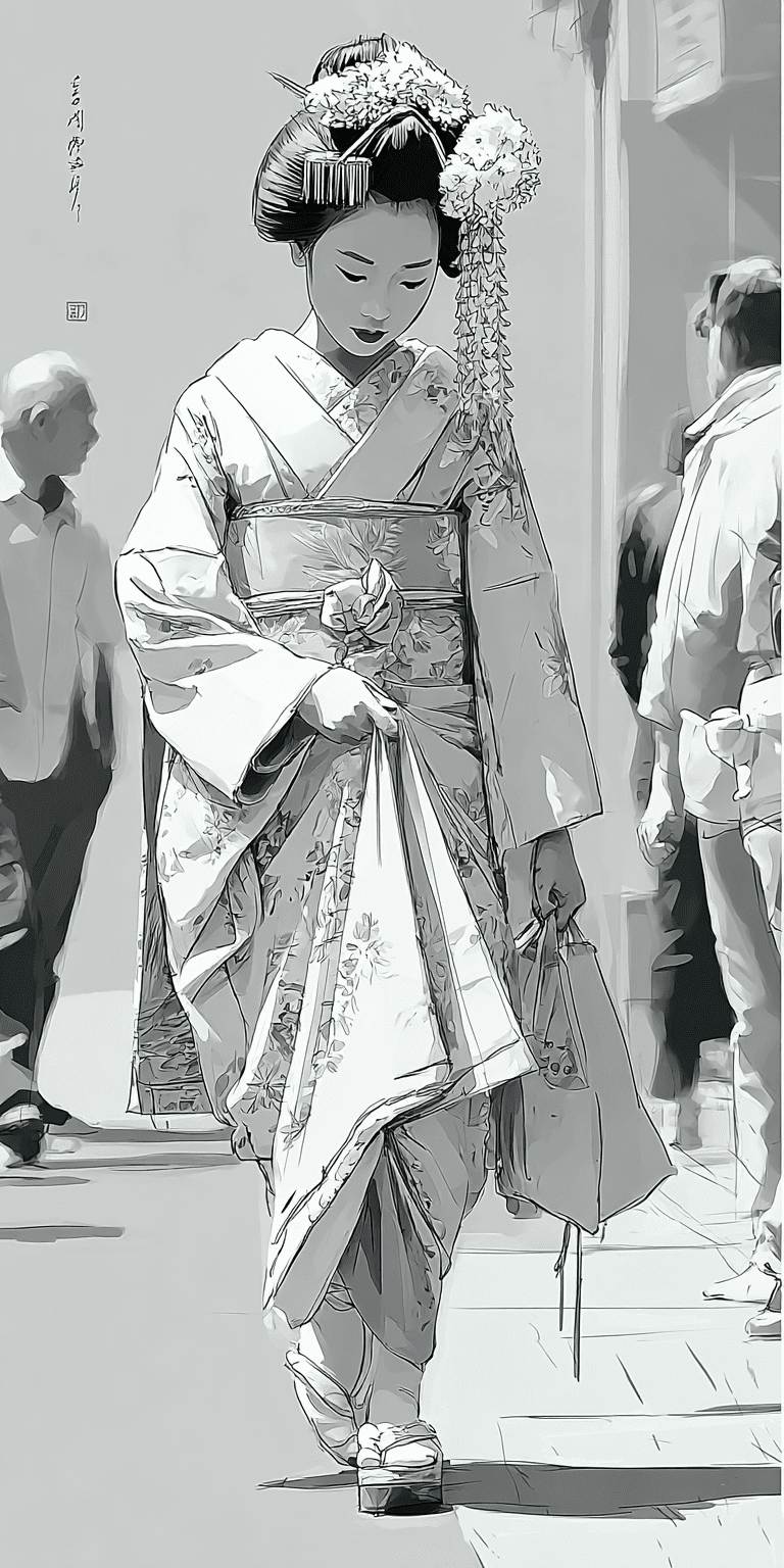 AI generated: geisha --chaos 75 --ar 1:2 --sref 1400587317 --stylize 750