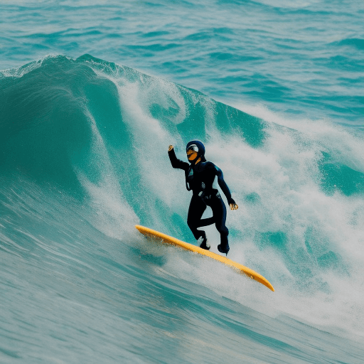 AI generated: Image of a person doing something exciting or adventurous, like skydiving or surfing a big wave