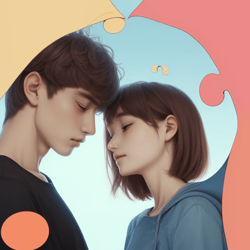 AI generated: 2 persons with a piece of puzzle above their heads
