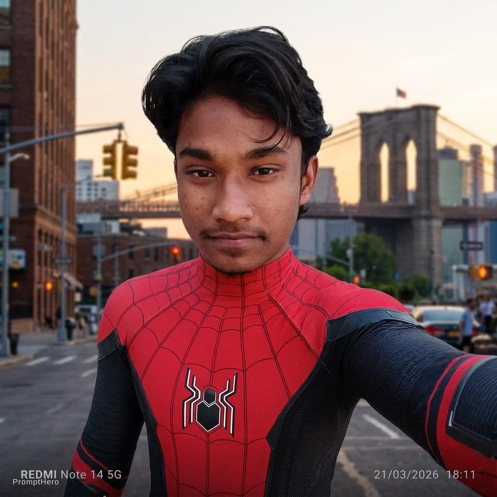 AI generated: Spider man shirt and change background 