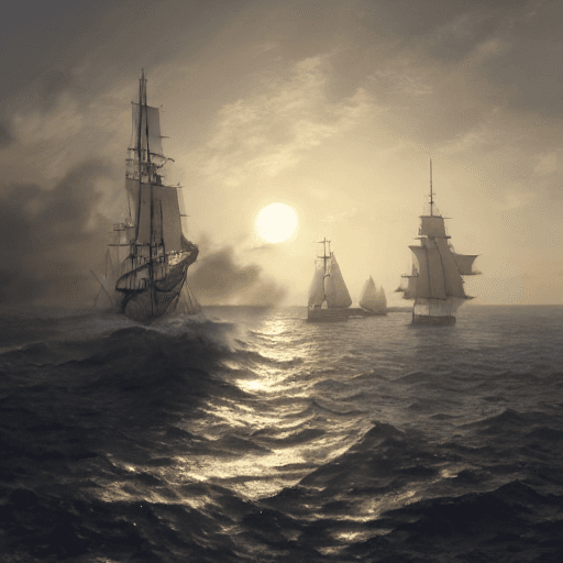 AI generated: Photo of a ultra realistic sailing ship, dramatic light, pale sunrise, cinematic lighting, battered,...