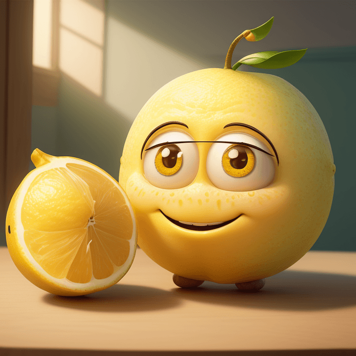 AI generated: A happy cartoon Lemon fruit , Pixar Style, perfect composition, 8k artistic photography, photorealis...