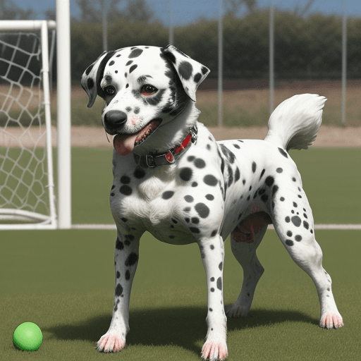 AI generated: perro de raza dalmata de dos años de edad jugando con una pelota