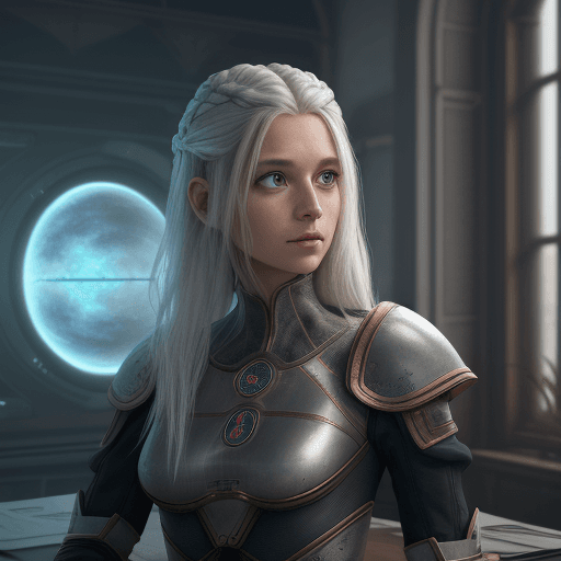 AI generated: wissenschaftler, zukunft, verrückt, weiße haare, 8k, fantasy, sci-fi,