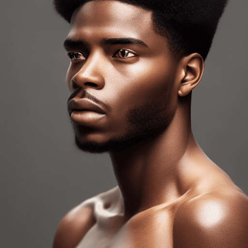 AI generated: Exotic male, serious mood, african american, perfect male anatomy, Photorealistic, ultra quality, fa...