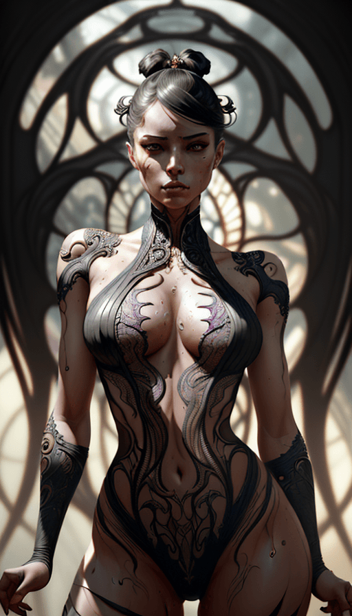 AI generated: contortionist, passionate , seductive, sweaty, intricate fashion clothing, insane, intricate, highly...