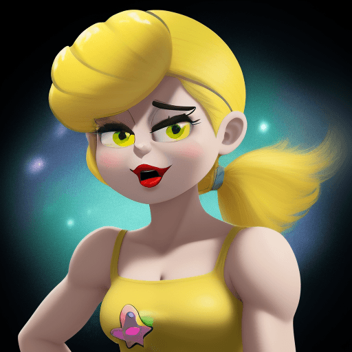 AI generated: A Patricia Star from the cartoon show SpongeBob Squarepants, her face is neutral, she has yellow pig...