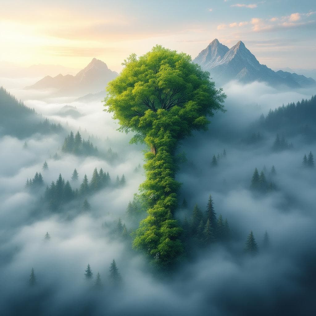 AI generated: Create a key made of nature like trees and mountains going through all the seasons like winter and s...