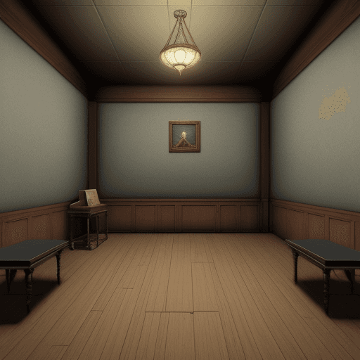 AI generated: uma sala de pesquisa estilo rpg maker terror, com uma mesa grande e um quadro de suspeitos

