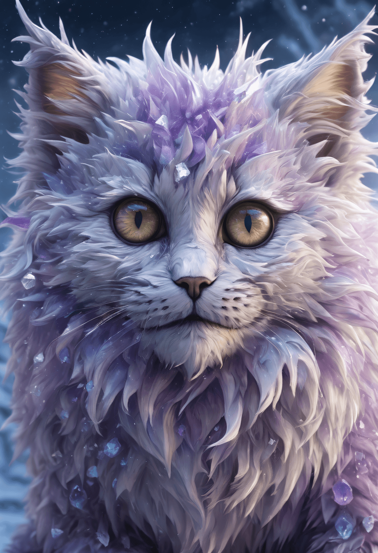 AI generated: (masterpiece, professional oil painting, epic digital art, best quality:1.5), tiny ((kitten)), ice e...