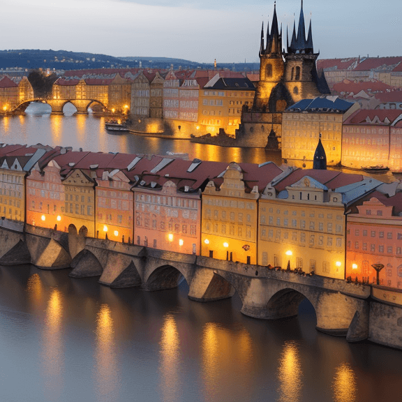 AI generated: Old town Prague from the Vltava River