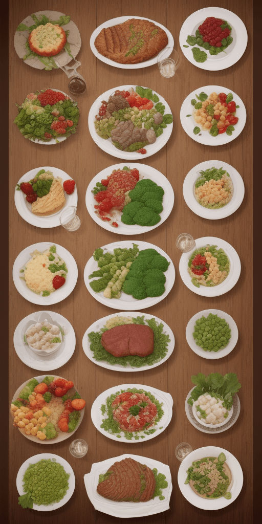 AI generated: food with Low carb and low glycemic index in a table