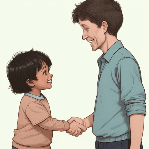 AI generated: Illustration of a Child Being Congratulated by an Adult