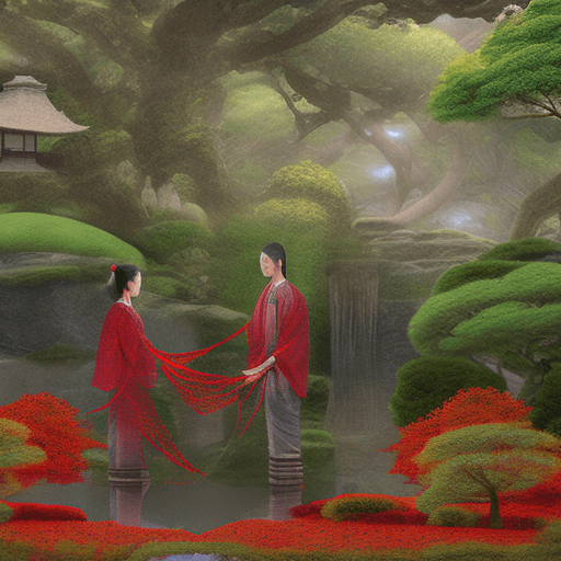 AI generated: High-resolution photorealistic: A mystical connection between two individuals. They stand in an anci...