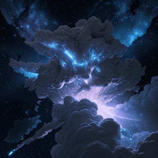 AI generated: [tree:spaceship:0.5] flying, night sky, detailed cloud nebula