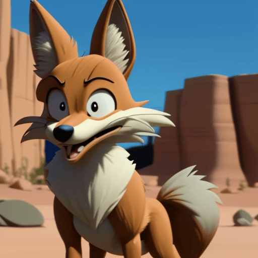 AI generated: coyote, Looney Tunes, cartoon, metaverse, nft, funny. ultra hd, 4k