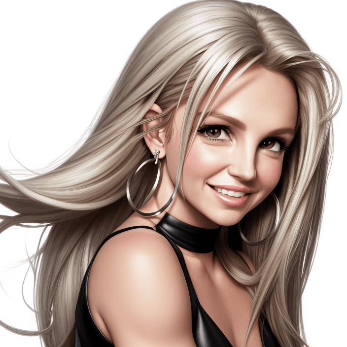 AI generated: Britney Spears, cartoon, semi realistic, 4k, headshot, body toward camera, looking forward camera, b...