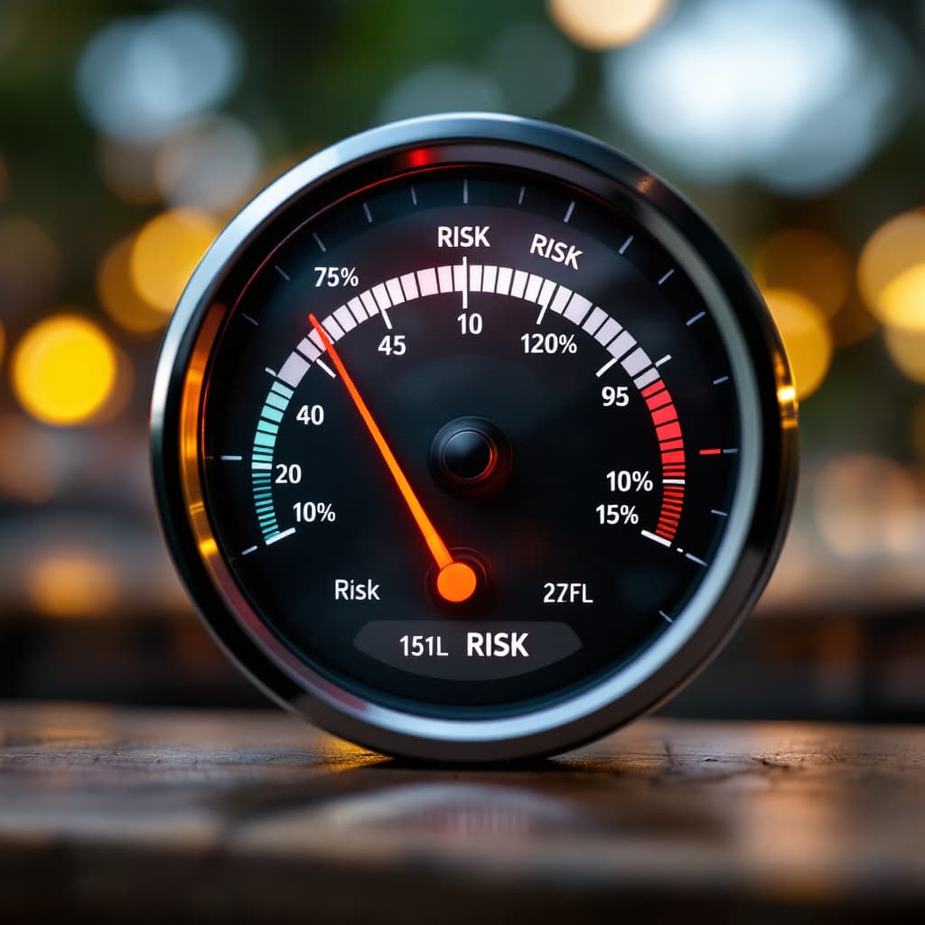 AI generated: A risk gauge or barometer displaying varying risk levels with clear indicators. dslr, ultra quality,...
