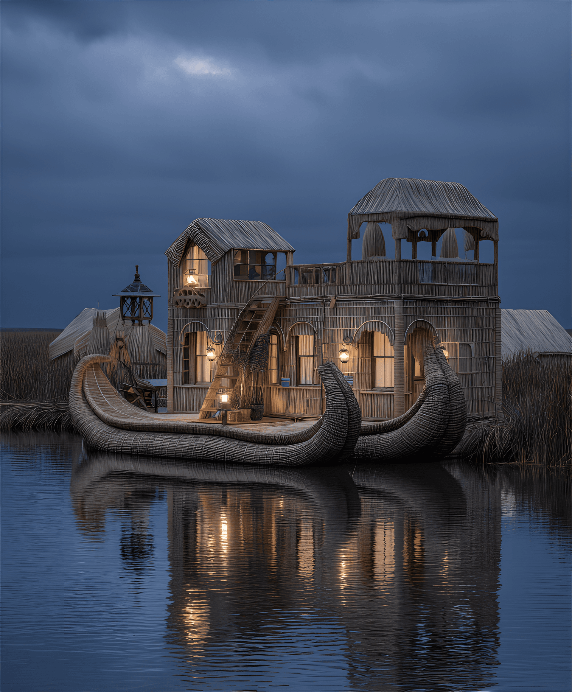 AI generated: Conceptual design of a floating house