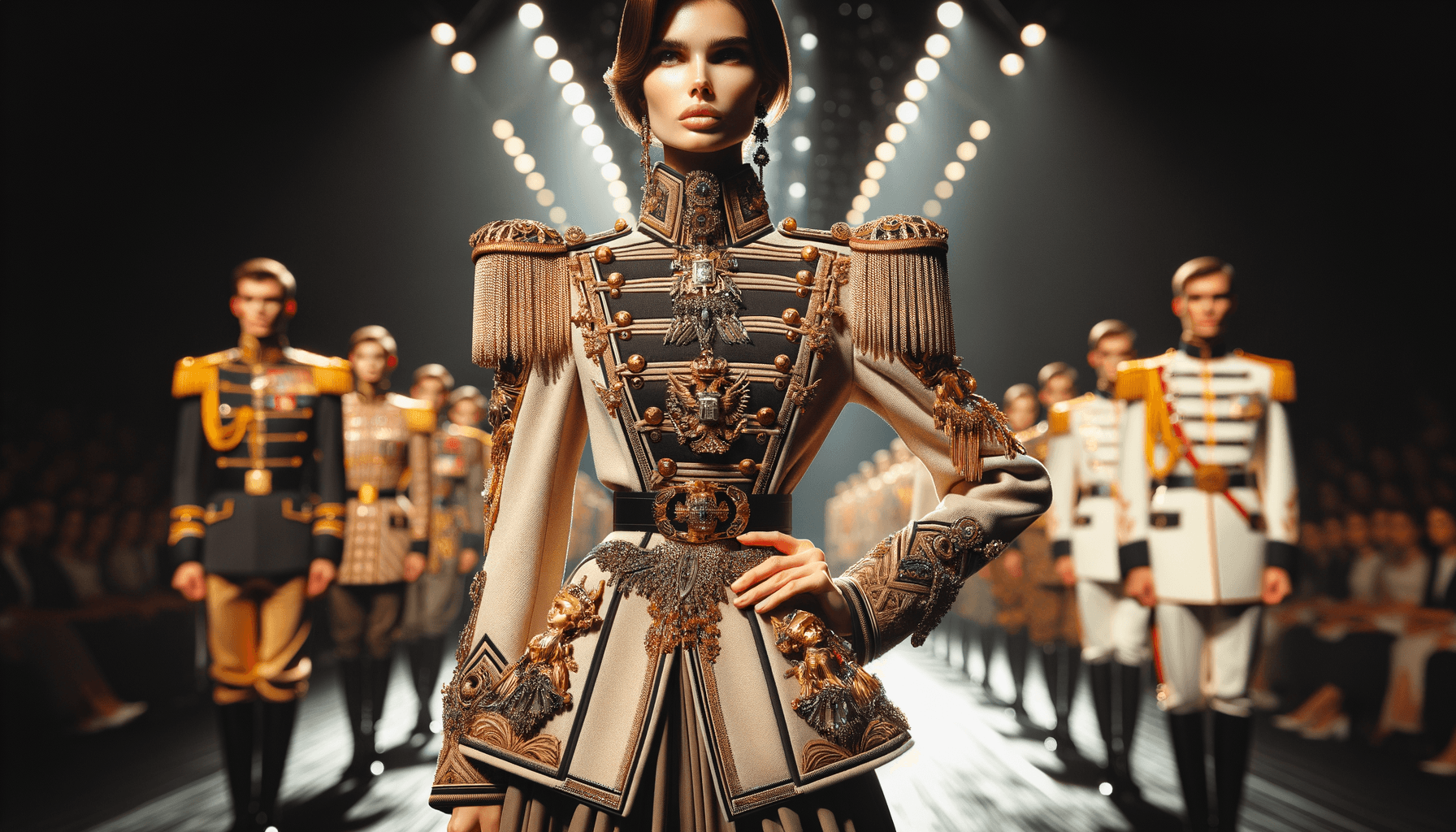 AI generated: woman in a military uniform, style haute couture
