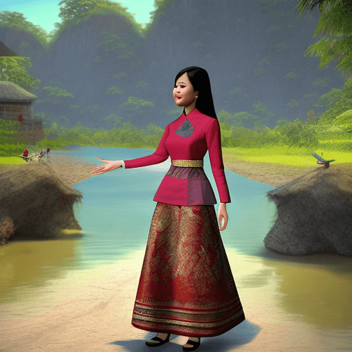 AI generated: create cartoon 3d realistic, (indonesian woman:3.1) with (kebaya clothes and batik skirt:3.1), full ...