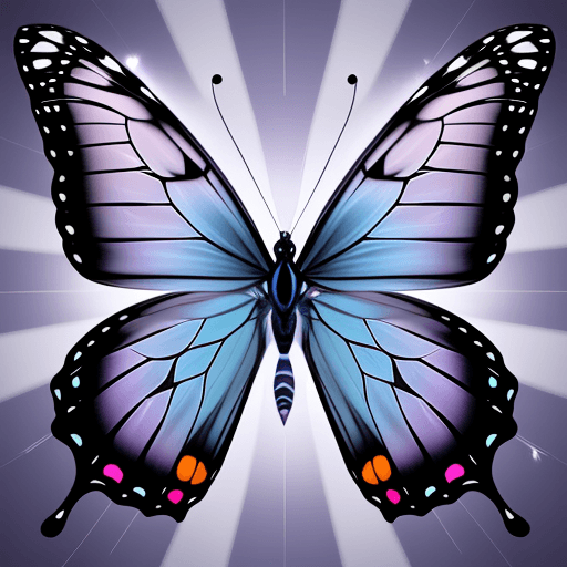 AI generated: A butterfly with delicate and elegant wings. Its wings have a pattern in shades of blue and purple, ...