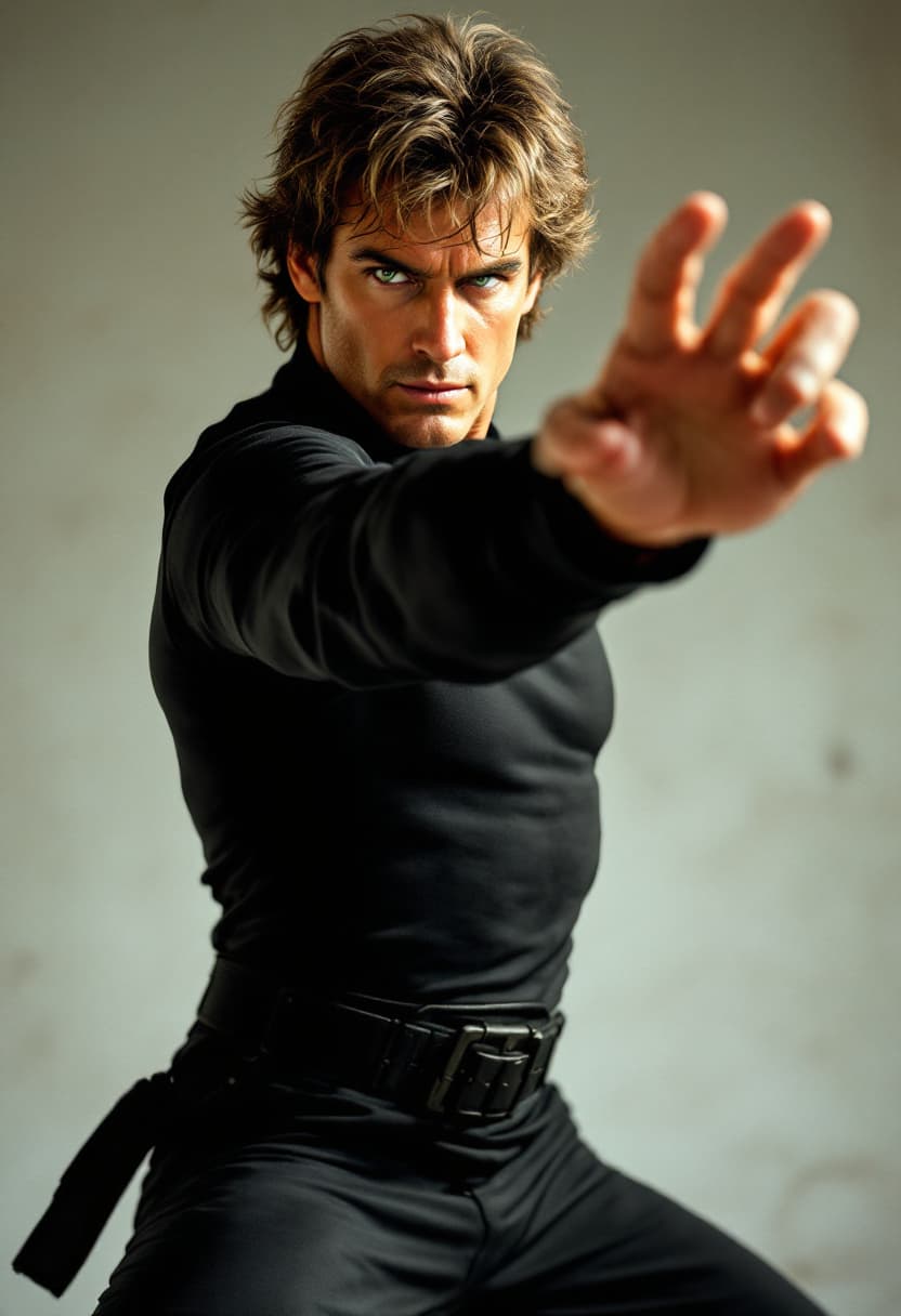 AI generated: A hyperrealistic 1980s-style cinematic scene featuring Michael Dudikoff as the iconic American Ninja...