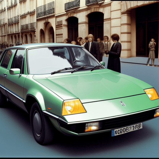 AI generated: A high tech french car in the seventies