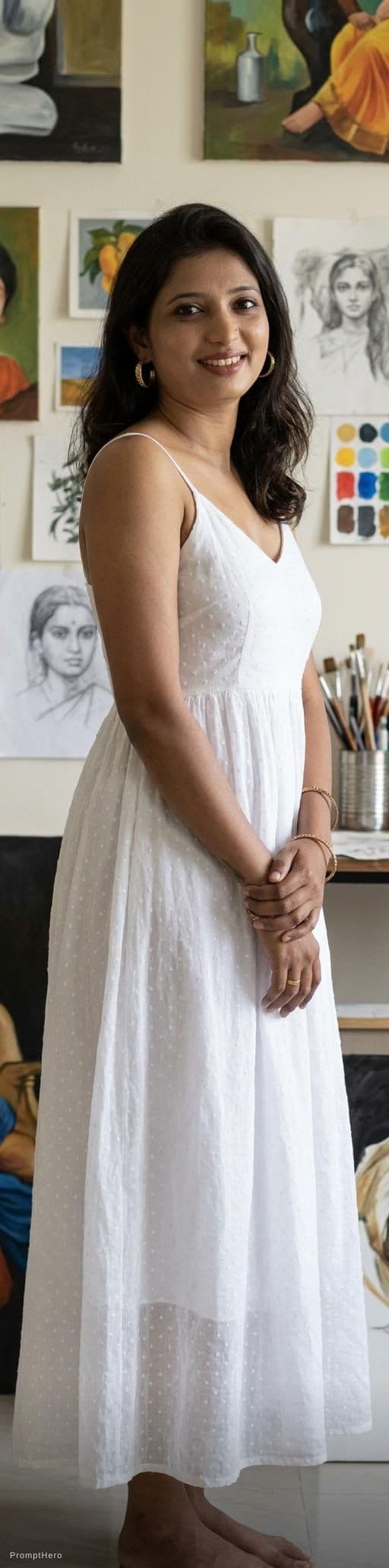 AI generated: Ultra-realistic 8K HD photography with skin detail. The image shows a young woman standing in front ...